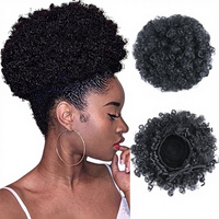 Perruque Afro Dreadlock en chignon à installation rapide en 10 secondes - Queue de cheval synthétique résistante à la chaleur avec petites boucles, postiche léger sans odeur