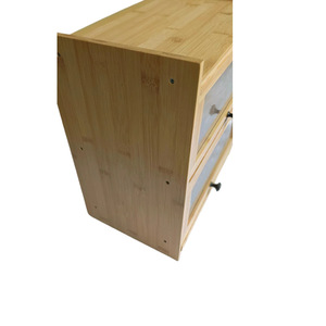 กล่องขนมปังไม้แบบสองประตู ชั้นวางของหลายชั้น ตู้เก็บของในครัว - Product Image 3