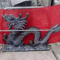 Statue de dragon chinois en marbre blanc, sculptée à la main, ornement de jardin, sculpture animale pour aménagement paysager