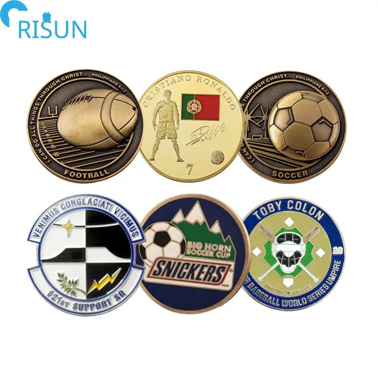 Manufacturers Metallic Customized 3D Logo Enamel Motivational Sports Challenge Coin Christian Football Team Challenge Coins