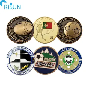 Fabricantes metálico personalizado 3D Logo esmalte motivacional deportes desafío moneda cristiana fútbol equipo desafío monedas