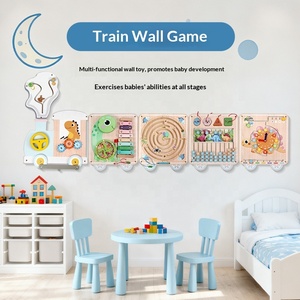 Treno in Legno da Parete, Pannello Sensoriale Montessori con Xilofono, Labirinto, Abaco, Orologio e Puzzle - Regalo per Bambini - Product Image 2