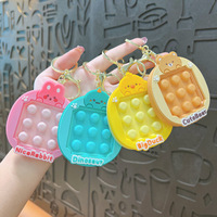 Porte-clés anti-stress sensoriel en silicone HTL, jouet à presser en forme d'animal de dessin animé, pendentif de sac à dos pour enfants et adultes, cadeau