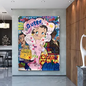 Abstrakte bunte Karikatur-Schönheitsfisch-Mädchen-Pop-Art-Wandbilder und Leinwand-Malerei für Hauptdekor-Wohnzimmer-Dekoration