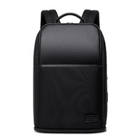 Sac à dos minimaliste pour homme, idéal pour les affaires, avec port USB, en PU et polyester, imperméable, bretelles à coussin d'air, fermeture éclair et fermoir, pour les voyages en extérieur et le transport d'ordinateur