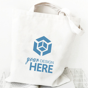 Custom Logo Screen Printed Canvas Tote Bag with Zipper Closure Organic Cotton Fabric Interior Pocket for Marketing