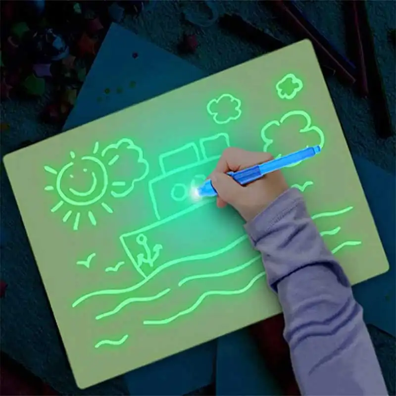 3D Lichtgevende Tekentafel Speelgoed Board Uitwisbare Creative Art Pen Educatief Speelgoed Kinderen Lichtgevende A3 A4 Fluorescerende Tekentafel
