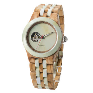 Montre en bois avec boîtier en céramique pour homme, mouvement mécanique automatique squelette Seagull pour homme, montres mécaniques - Product Image 5