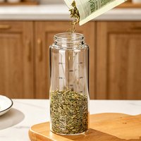 Pot à épices en verre borosilicate transparent multi-tailles 200ml 300ml 500ml, récipient à condiments anti-poussière pour la maison