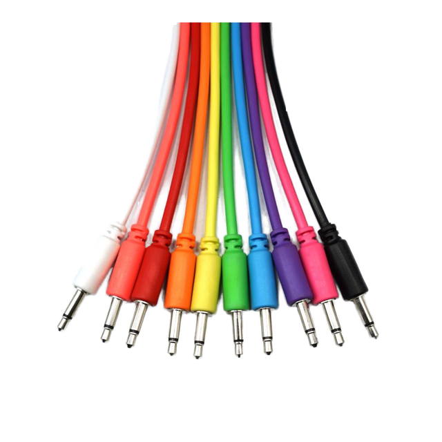 3.5mm Mono Colorful PVC Jacket Foil Shielded Eurorack Patch Cable for Modular Synthesizers Length 30cm