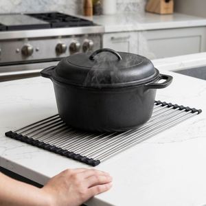 EASY&LIVING Passoire de cuisine pliable en acier inoxydable gris, pour évier, aliments, fruits, légumes, ustensile de cuisine multifonctionnel - Product Image 4