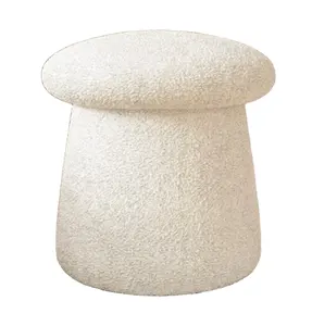 Vente chaude en peau de mouton teddy tabouret cercle grand pouf moderne rond tabouret rond tufté blanc l repose-pieds