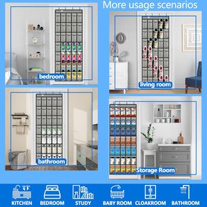 Over The Door <b>Shoe</b> Organizer 35 Pockets Hanging Storage With Metal <b>Hook</b> For <b>Shoes</b> Behind Doors On Walls Greyblack - Product Image 6