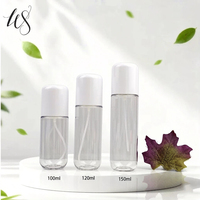 Atomizador de PET de pared gruesa con hombros planos y forma redonda de 100/120/150 ml, para champú, perfume, agua, loción, repuesto, nano spray