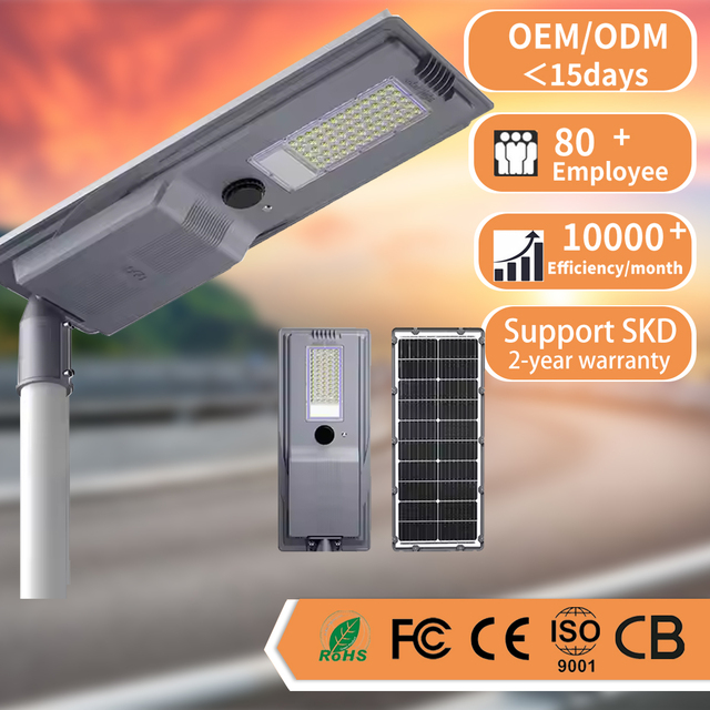 Integrated Solar Led Street Light IP67 Waterproof 100W 200W Human Sensing LiFePO4 Battery Remote Control