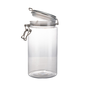 Flip Active Shaft <b>Clear</b> Metal Buckle Empty 1500ml PET <b>Plastic</b> Airtight Storage Flour Jars - Product Image 1