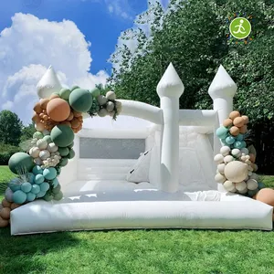 Party inflatable white bounce house bouncy castle jumping wedding bouncer white bounce house with ball pits