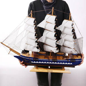 Escultura de Velero de Madera de 80 cm, Estilo Náutico Mediterráneo, Decoración para el Hogar, Playa u Oficina, Modelo Duradero, Regalo de Cumpleaños - Product Image 4