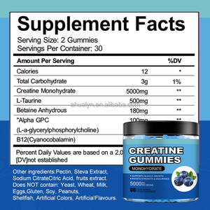 Suplemento Pre-Entrenamiento de Fabricante GMP <span class=keywords><strong>Sin</strong></span> Azúcar, 5g de Creatina Monohidrato, Alfa GPC, Complejo de Beta Alanina, Gomitas de Creatina - Product Image 6
