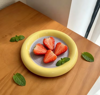 Assiettes minimalistes en céramique sous glaçure, style INS, pour desserts, gâteaux, collations, en forme de cœur, vaisselle moderne compatible micro-ondes