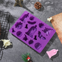 Moule à gâteau en silicone réutilisable et écologique pour Halloween : Crâne, Citrouille, Chocolat, Sorcière, Fantôme – Ustensile de cuisine et de pâtisserie, compatible four