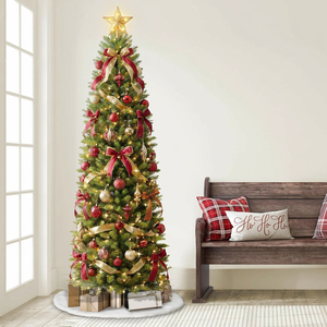 <span class=keywords><strong>Sapin</strong></span> de Noël <span class=keywords><strong>artificiel</strong></span> amincissant de 2,1 m (7 pieds) type Fraser Fir pré-éclairé, avec 350 lumières claires et 1188 pointes de branches réalistes et denses - Product Image 2