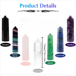 หินแกะสลักคริสตัลบำบัดธรรมชาติ งานฝีมือวัสดุผสม รูปทรงหอคอย โอบิลิสก์ สไตล์ฮวงจุ้ย ของตกแต่งบ้าน - Product Image 4