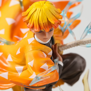 32CM demone Slayer <span class=keywords><strong>Anime</strong></span> Figure battaglia versione Agatsuma <span class=keywords><strong>Zenitsu</strong></span> con testa sostituibile figura completa eccellente modello statua - Product Image 2