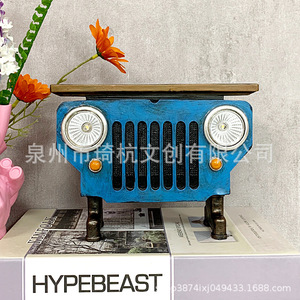 Illuminated Tabletop Ornament Blue <b>Car</b> Shape Rustic Design For Bedroom Living Room Decorative Purpose Synthetic Resins - Product Image 1