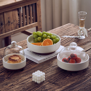 Plato de fruta alto de cerámica Vintage Simple, bandeja de almacenamiento de dulces para aperitivos, bandeja de pan para pasteles, plato de fruta de cerámica para sala de estar - Product Image 1