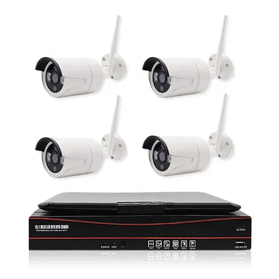 Kamera Keamanan CCTV, 4CH 1080P 2mp Nirkabel WIFI Pengawasan IP Jaringan dengan Kit NVR Set dengan Layar