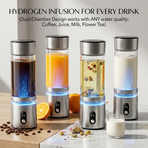Générateur d'eau hydrogénée à double chambre <span class=keywords><strong>sans</strong></span> chlore ni <span class=keywords><strong>ozone</strong></span> 6000ppb, bouteille d'hydrogène 250ML pour café, lait, thé, jus - Product Image 2