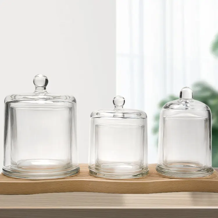 Luxus einzigartige klare 200ml Bell Jar Glas Display Dome Cloche Candle Bell Jar Glaskuppel