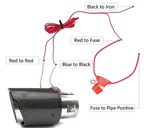 Embout de silencieux d'échappement universel en fibre de carbone 63mm avec tuyau d'échappement lumineux LED lumière rouge bleue tuyau d'échappement élégant - Product Image 5