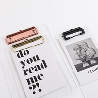Carpeta de archivos de tablero acrílico MAXERY A4 Portapapeles de plástico transparente carpetas transparentes blocs de escritura con Clip de Metal en diferentes colores