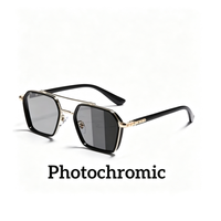 Meilleures ventes : Lunettes photochromiques anti-UV et anti-lumière bleue à changement de couleur pour hommes, monture en métal à double pont pour verres de prescription myopie