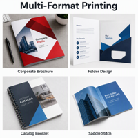 Service d'impression de brochures d'entreprise, catalogues, livrets reliés, prospectus, dépliants, impression offset, papier couché, reliure parfaite, OEM personnalisé