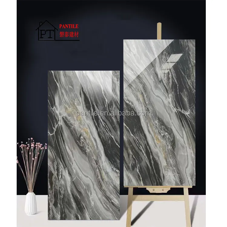 Glossy Ceramic Floor Tiles Size 750mm X 1500mm Light Gray Porcelain Marble Full Polished Glazed Tiles Floor