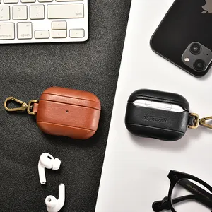 लोकप्रिय बेचने के लिए वियोज्य डिजाइन विंटेज चमड़ा धातु हुक के साथ मामले Airpods प्रो 2