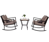 Ensemble de chaises à bascule en rotin modernes, mobilier de patio personnalisé, ensemble de salle à manger d'extérieur directement de l'usine pour salon et cour