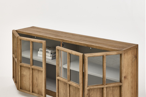 <span class=keywords><strong>Mobile</strong></span> in Legno Massello Scuro Stile Country Francese, Design Vintage con Ante in Vetro, Arredamento per Soggiorno in Legno Massello Recuperato - Product Image 5