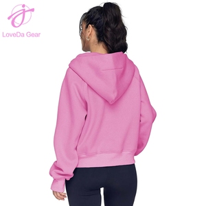 Sudadera con Capucha y Cierre de Cremallera para Mujer, Marca Loveda, con Logotipo Personalizado, <span class=keywords><strong>Colores</strong></span> Sólidos, Estilo Casual, con Bolsillos Grandes - Product Image 2