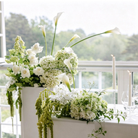 Décorations de boules de fleurs artificielles de luxe en soie, roses et hortensias verts et blancs, légers, faits à la main, réalistes, en gros