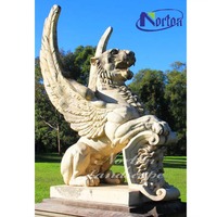 Sculpture en pierre de jardin d'extérieur personnalisé d'usine Norton Sculpture en lion animal Décoration de statue de griffon en marbre blanc