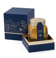 Emballage cadeau en papier carré de luxe avec estampage à chaud personnalisé pour boîte de miel