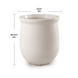 Maceta de Cerámica con Borde Ancho y Diseño de Barril, Color Blanco Brillante, para Interiores y Exteriores, Decoración de Jardín y Patio, Venta al por Mayor, con Orificio de Drenaje - Product Image 3