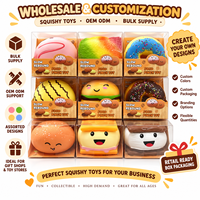 Grand jouet anti-stress souple en TPR, imitation alimentaire (donut, burger, toast), à rebond lent et amusant, avec boîte cadeau