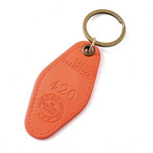Custom Embossed Logo Silk Screen Printed PU Leather Durable Coin Holder Hotel Room Keychain with Metal <b>Hook</b> - Product Image 4