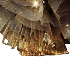Logam Aluminium dekoratif kawat perapian jaring melengkung rantai air tirai dinding arsitektur baja Drap - Product Image 1