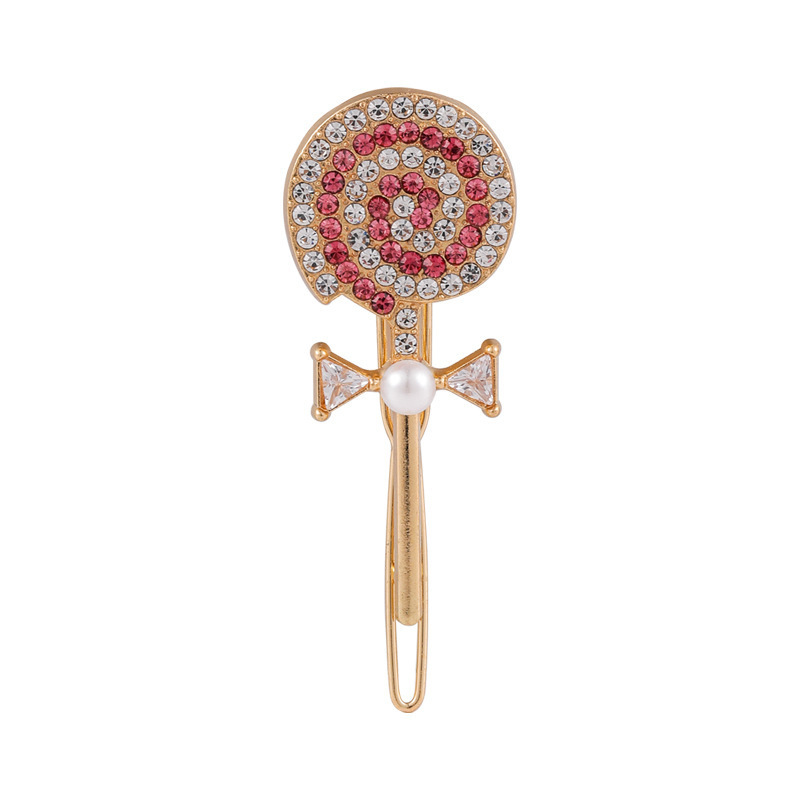 Новые модные милые заколки для волос в виде леденцов с белым жемчугом и стразами, корейские заколки для волос, боковой зажим